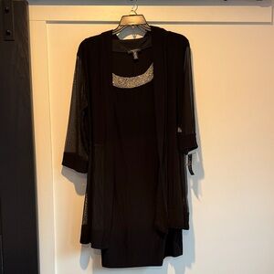 2 piece R & M Richards Black Dress with Sheer Sleeves